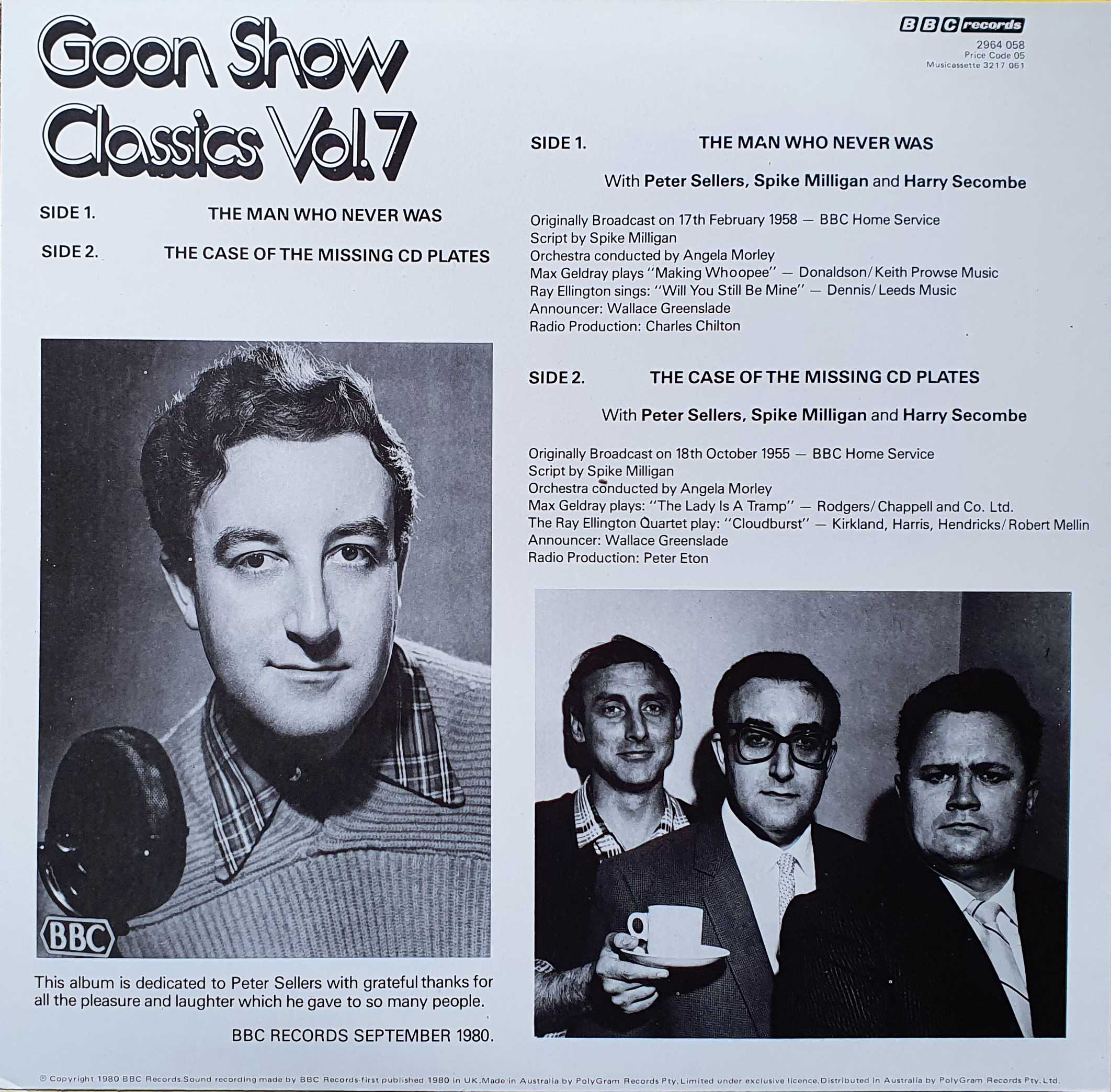 Picture of 2964 058 Goon Show classics vol. 7 by artist The Goon Show from the BBC records and Tapes library